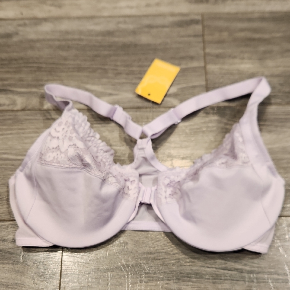 NWT Delimira Women's Orchid Hush  Front Closure Bra Sz 34D Adj. Straps
